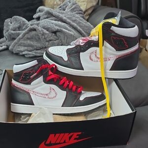 Nike High-Top Sneakers - Black, White, Red